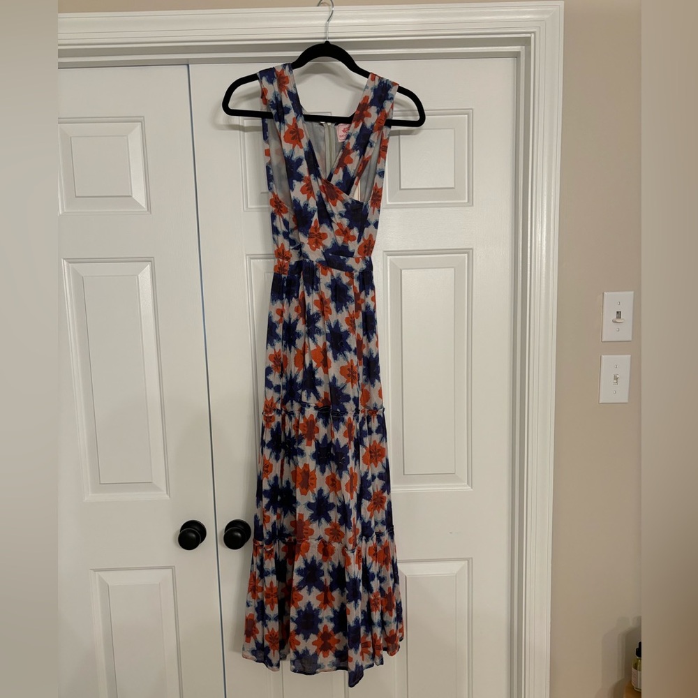 Banjanan Maxi Dress in Shibori Clamp Dye Dusty Aqua Blue NWT - Picture 4 of 6